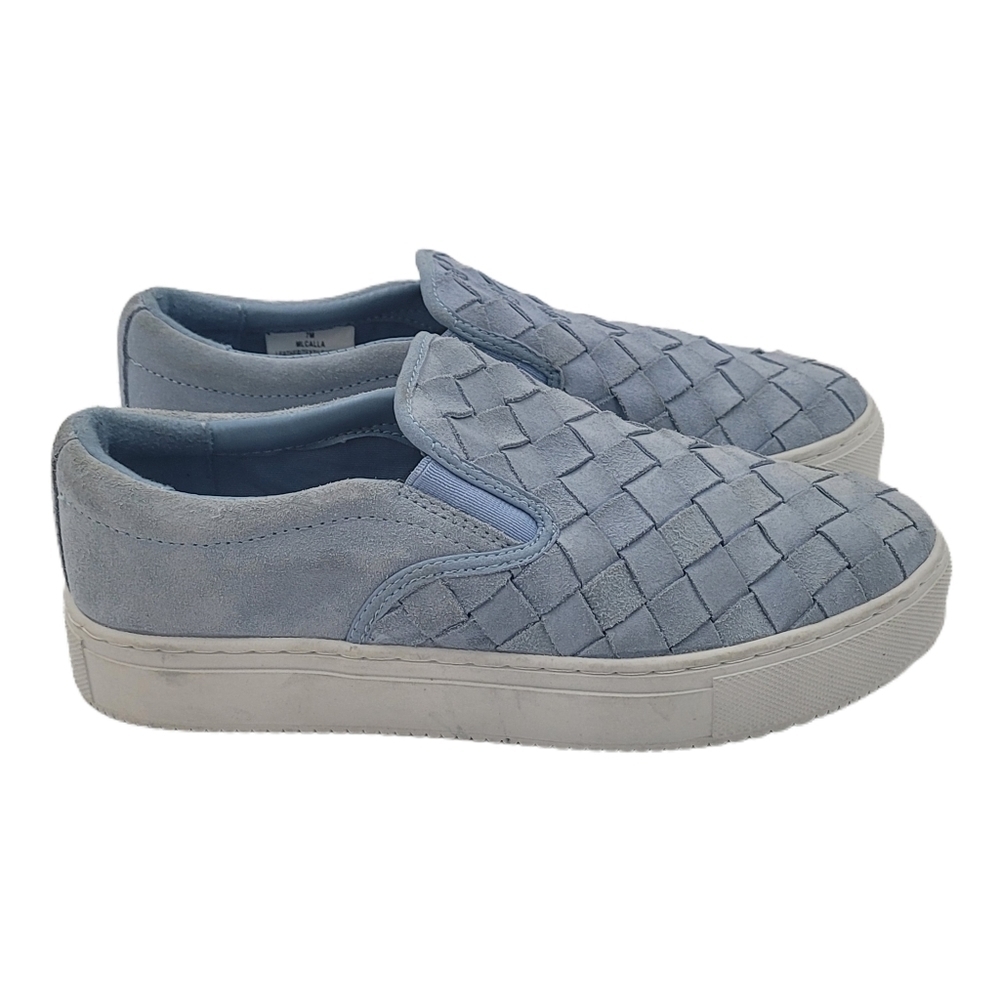 Marc Fisher Calia Light Blue Woven Leather Slip On Sneakers Size 7